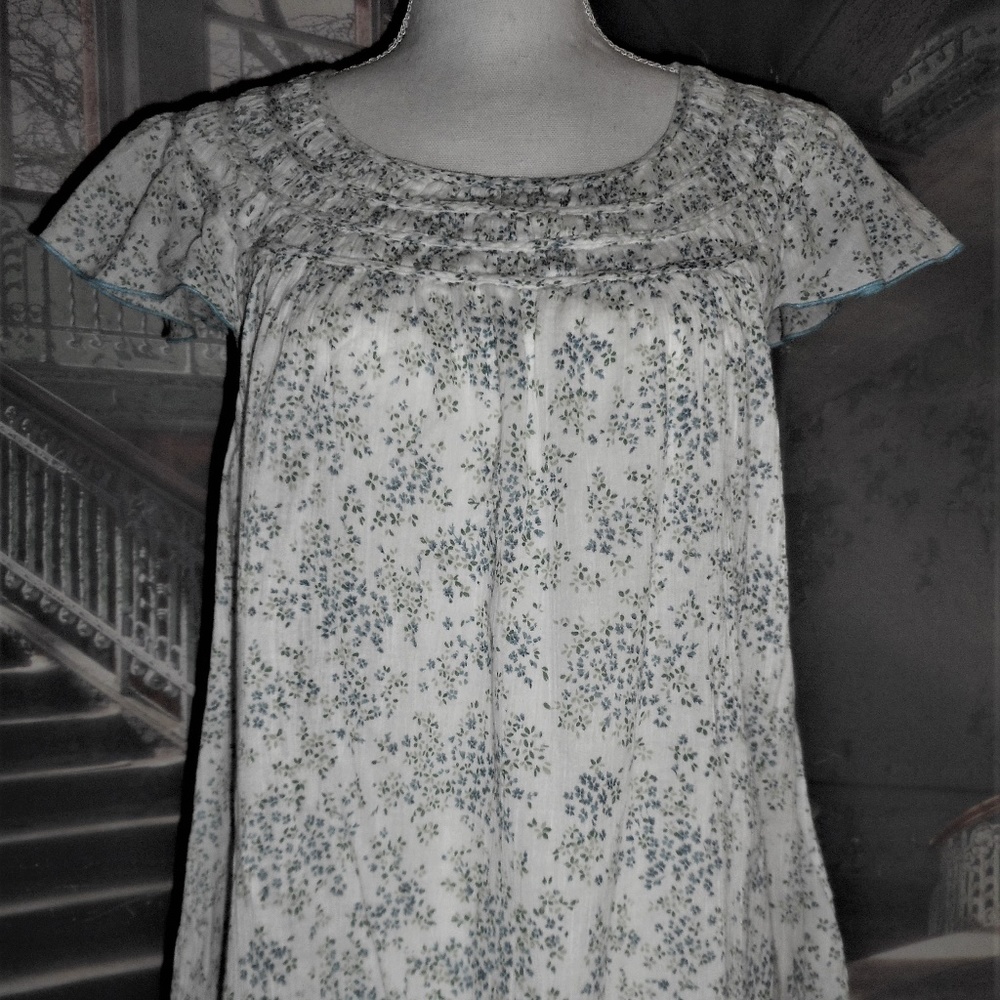 Free People Floral Flutter Sleeve Tunic Top S